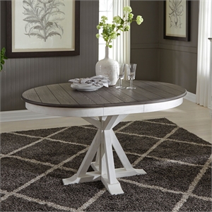 Pemberly Row Pedestal Table with 12 Inch Leaf and Criss Cross Base in White