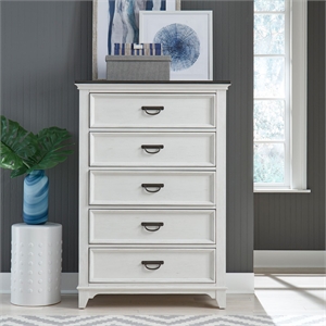 Pemberly Row 5 Drawer Bedroom Chest with Felt Lined Top Drawer in White