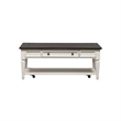Pemberly Row Rectangular Cocktail Table with Drawer and Casters in White