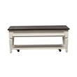 Pemberly Row Rectangular Cocktail Table with Drawer and Casters in White