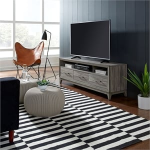 Pemberly Row 62 Inch TV Console with Scratch Resistant Melamine in Gray