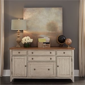 Pemberly Row Door Credenza with Locking File Drawer in White