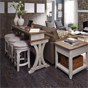 Pemberly Row 4 Piece Console Table Set with Swivel Stools in White