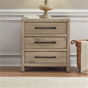 Pemberly Row Nightstand with Charging Station in Barley Buff Finish