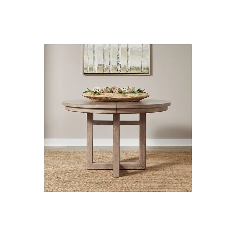 Pemberly Row Pedestal Dining Table with 12 Inch Leaf in Brown