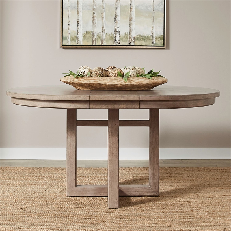 Pemberly Row Pedestal Dining Table with 12 Inch Leaf in Brown