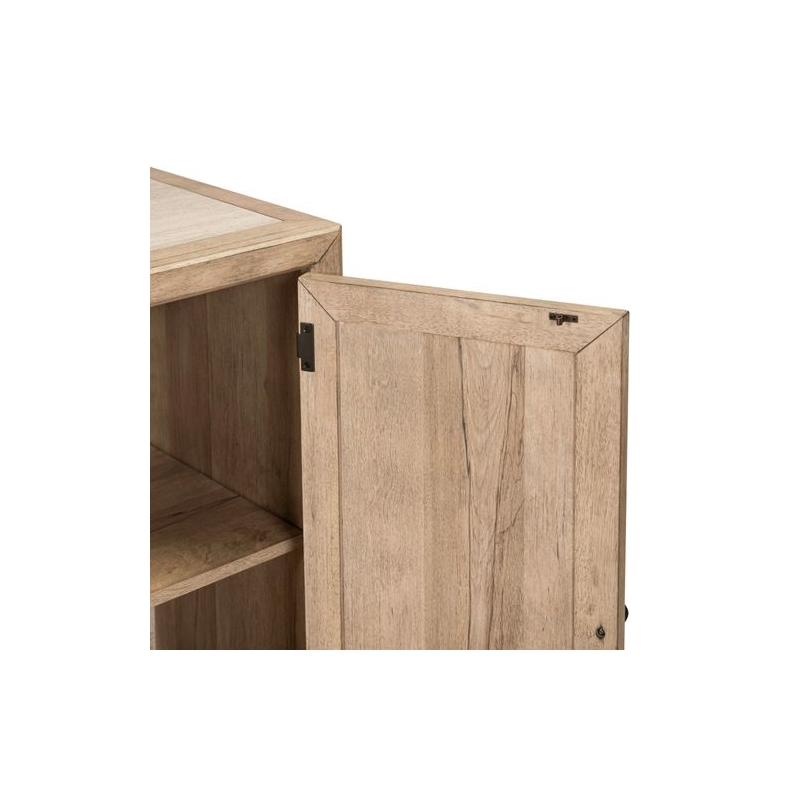 Pemberly Row Accent Buffet Cabinet with White Stone Top in Beige