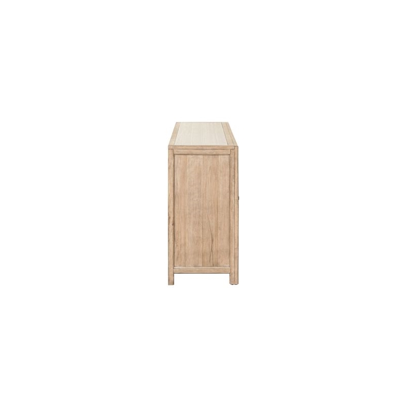 Pemberly Row Accent Buffet Cabinet with White Stone Top in Beige