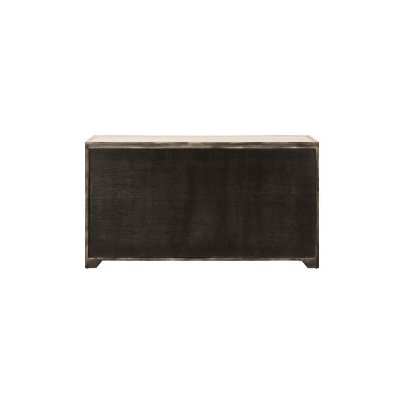 Pemberly Row Accent Buffet Cabinet with White Stone Top in Beige