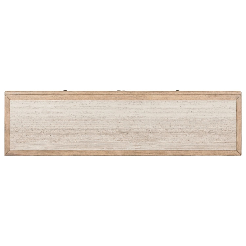 Pemberly Row Accent Buffet Cabinet with White Stone Top in Beige