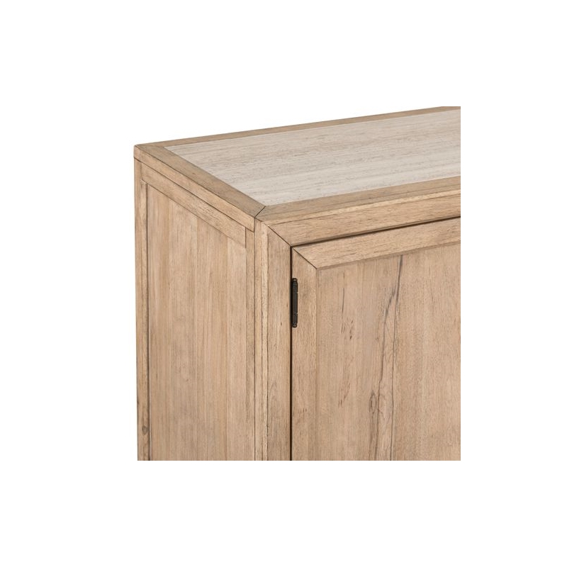 Pemberly Row Accent Buffet Cabinet with White Stone Top in Beige