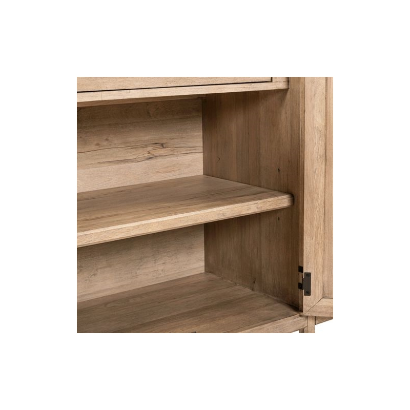 Pemberly Row Accent Buffet Cabinet with White Stone Top in Beige