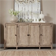 Pemberly Row Accent Buffet Cabinet with White Stone Top in Beige