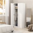 Pemberly Row Wardrobe Closet with Hanging Rod and Top Shelf in White