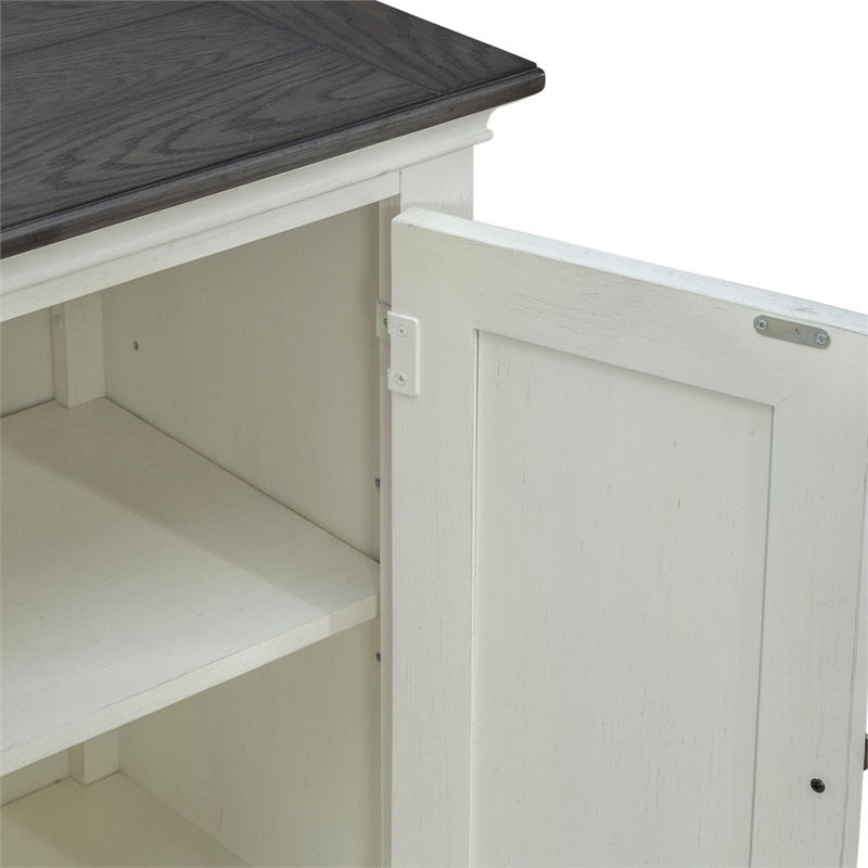 Pemberly Row Pet Feeder Cabinet with Feeding Tray and Storage in White