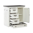 Pemberly Row Pet Feeder Cabinet with Feeding Tray and Storage in White