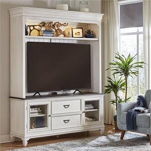 Pemberly Row Entertainment Center with Beveled Glass Doors in White