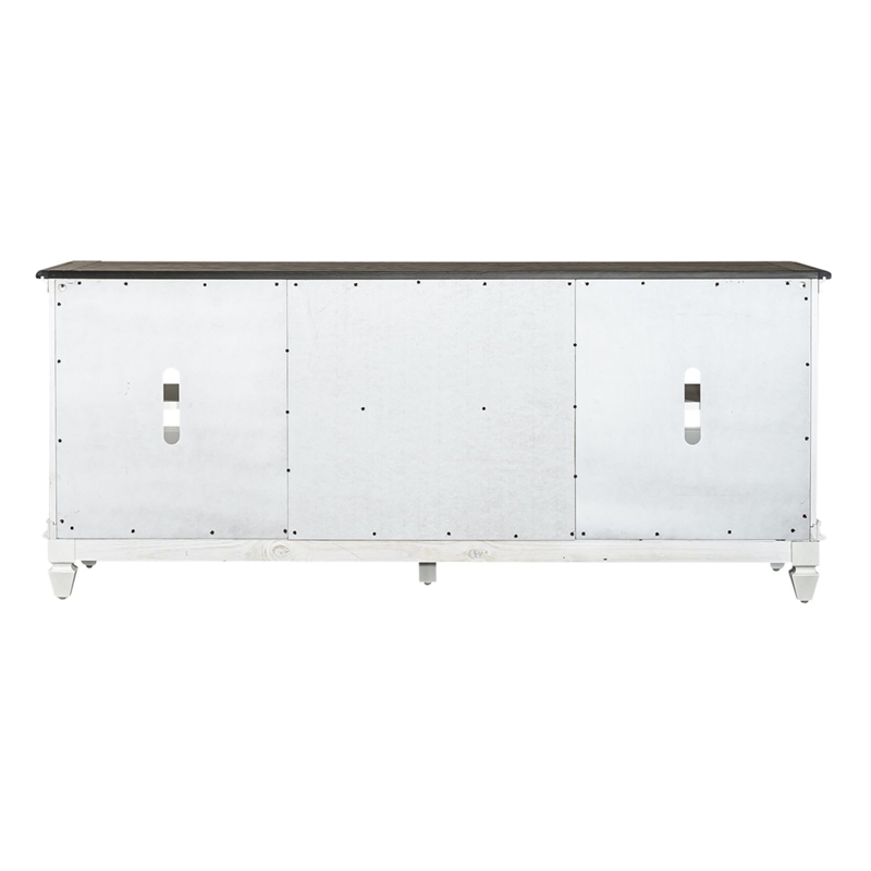 Pemberly Row 72 Inch Entertainment TV Stand with Glass Doors in White