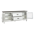 Pemberly Row 72 Inch Entertainment TV Stand with Glass Doors in White