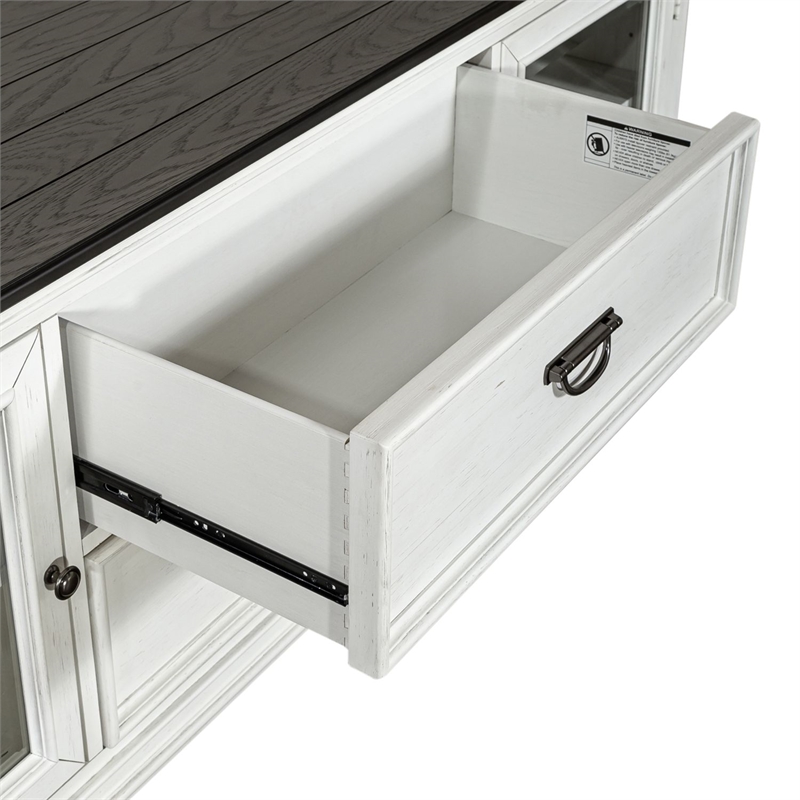Pemberly Row 72 Inch Entertainment TV Stand with Glass Doors in White