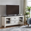 Pemberly Row 72 Inch Entertainment TV Stand with Glass Doors in White