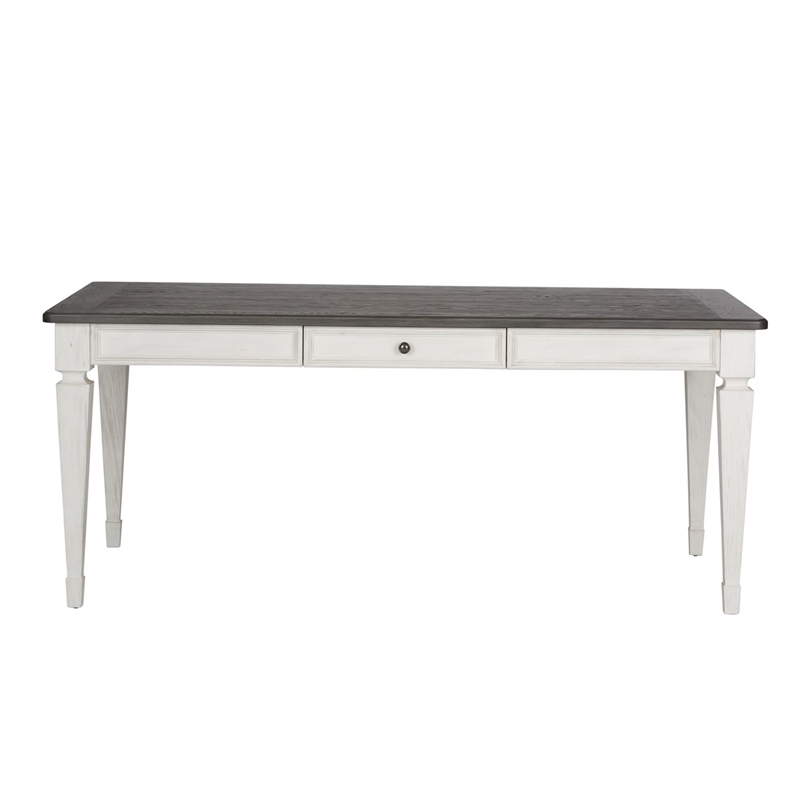 Pemberly Row Rectangular Leg Table with 4 Storage Drawers in White