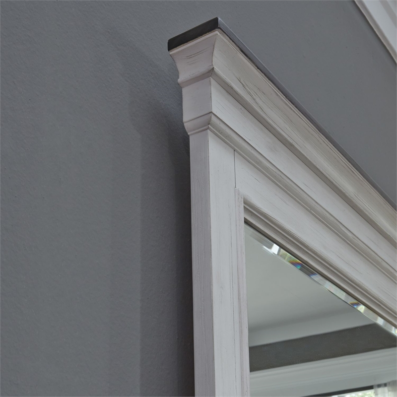Pemberly Row King Panel Bed with Dresser and Mirror in White