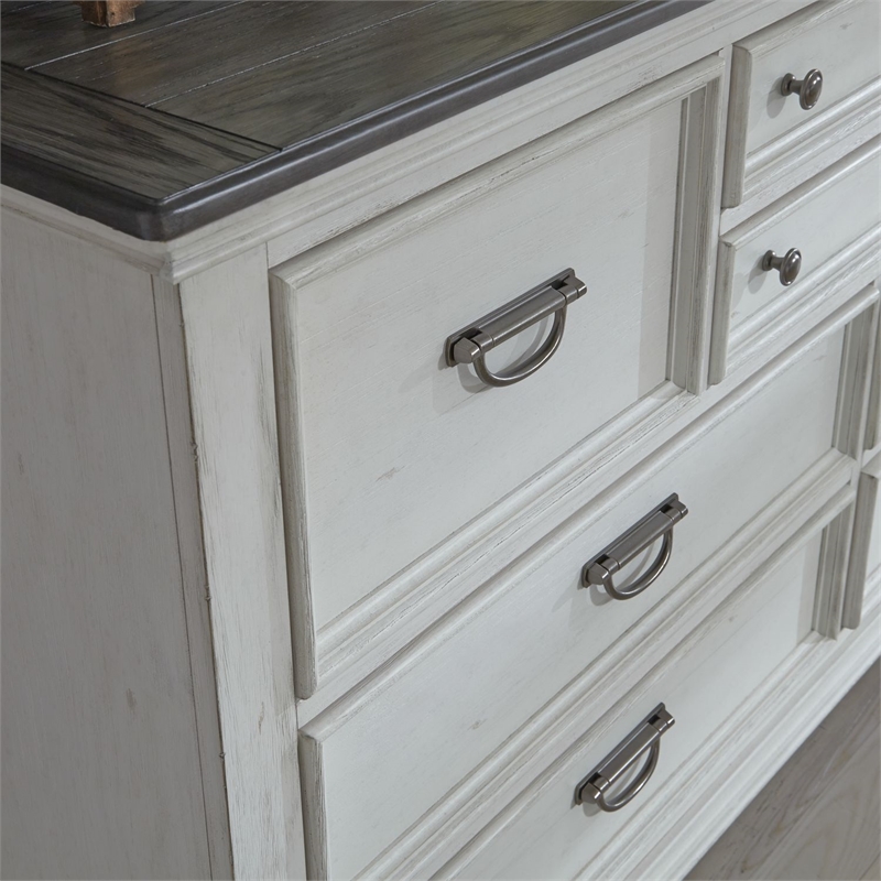 Pemberly Row King Panel Bed with Dresser and Mirror in White
