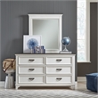 Pemberly Row 6 Drawer Bedroom Dresser and Mirror with Felt Lining in White
