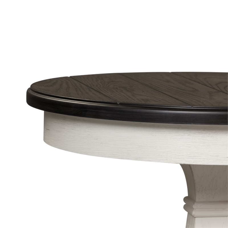 Pemberly Row Chairside Table with Pedestal Base and Shelf in White