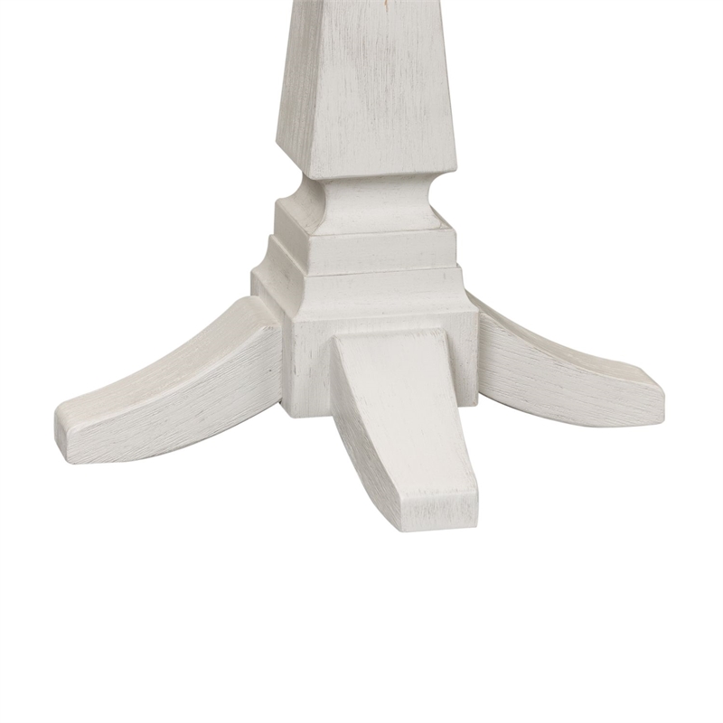 Pemberly Row Chairside Table with Pedestal Base and Shelf in White