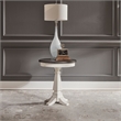 Pemberly Row Chairside Table with Pedestal Base and Shelf in White