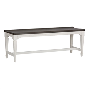 Pemberly Row Wood Seat Bench with Square Tapered Legs in White