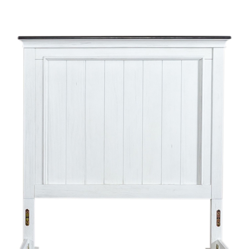 Pemberly Row Twin Panel Bed Frame in Wire-Brushed White and Charcoal