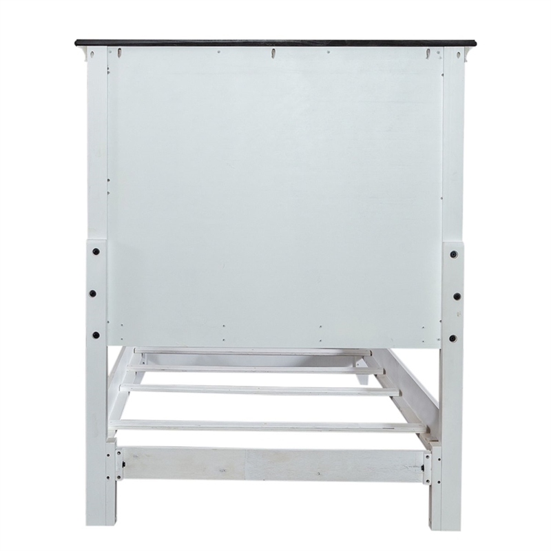 Pemberly Row Twin Panel Bed Frame in Wire-Brushed White and Charcoal