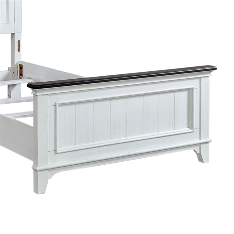 Pemberly Row Twin Panel Bed Frame in Wire-Brushed White and Charcoal