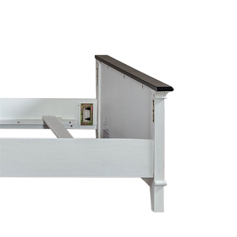 Pemberly Row Twin Panel Bed Frame in Wire-Brushed White and Charcoal