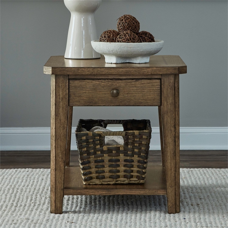 Pemberly Row 3 Piece Octagonal Cocktail and End Table Set in Brown