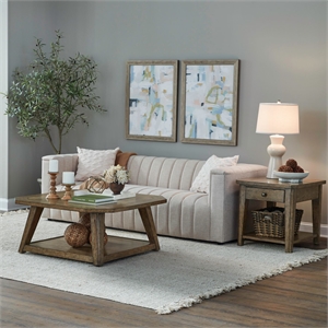 Pemberly Row 3 Piece Octagonal Cocktail and End Table Set in Brown