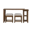 Pemberly Row 4 Piece Console Table Set with Upholstered Stools in Brown