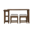 Pemberly Row 4 Piece Console Table Set with Upholstered Stools in Brown