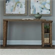 Pemberly Row 4 Piece Console Table Set with Upholstered Stools in Brown