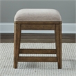 Pemberly Row 4 Piece Console Table Set with Upholstered Stools in Brown