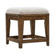 Pemberly Row 4 Piece Console Table Set with Upholstered Stools in Brown