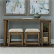Pemberly Row 4 Piece Console Table Set with Upholstered Stools in Brown