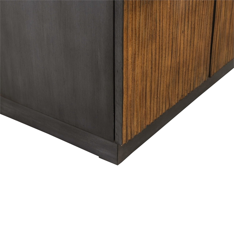 Pemberly Row 4 Door Accent Cabinet with Reeded Pattern Doors in Brown