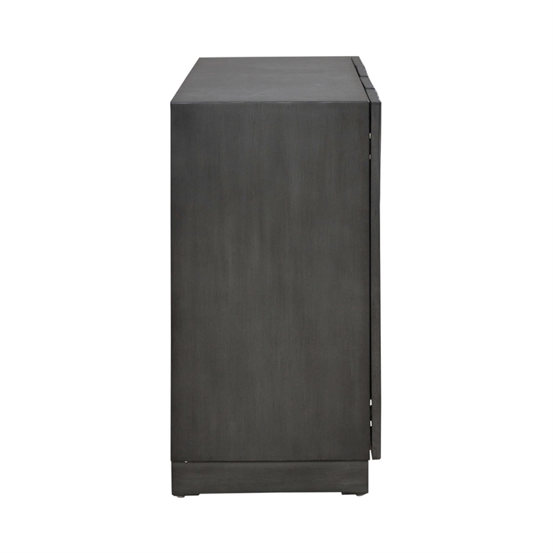 Pemberly Row 4 Door Accent Cabinet with Reeded Pattern Doors in Brown
