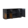 Pemberly Row 4 Door Accent Cabinet with Reeded Pattern Doors in Brown