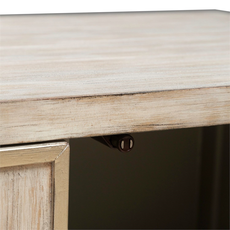 Pemberly Row 4 Door Accent Cabinet with River Texture Pattern in Gravel Gray