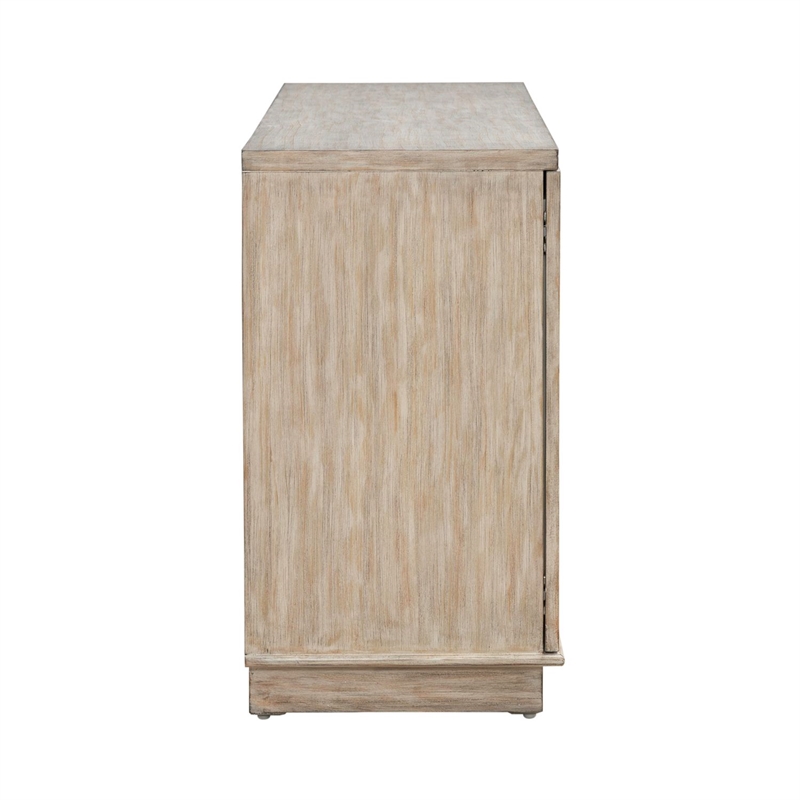 Pemberly Row 4 Door Accent Cabinet with River Texture Pattern in Gravel Gray